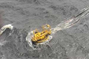 Imagen de la Boya Petrolera tomada por una aeronave de la Armada Nacional tras detectarse crudo en el mar.