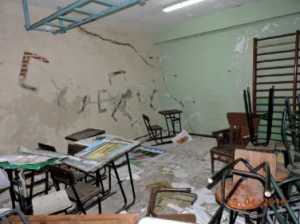Solo uno de los salones del Liceo 1 de San Carlos que se encontraba "clausurado".