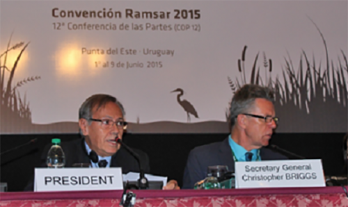 Jorge Rucks, presidiendo la reciente Convención de Ramsar celebrada en Punta del Este.