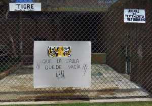 Mensaje que dejaron vecinos en la jaula que pertenecía al Tigre fallecido. 