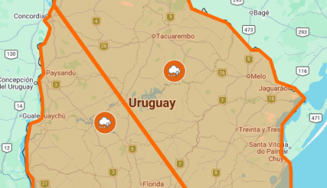 INUMET lanzó dos avisos naranja desde las 20; Maldonado está comprendido