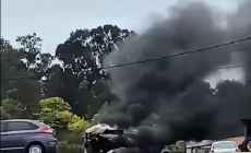 Camión cargado con alquitrán tomó fuego en calles de La Capuera pero no hubo lesionados